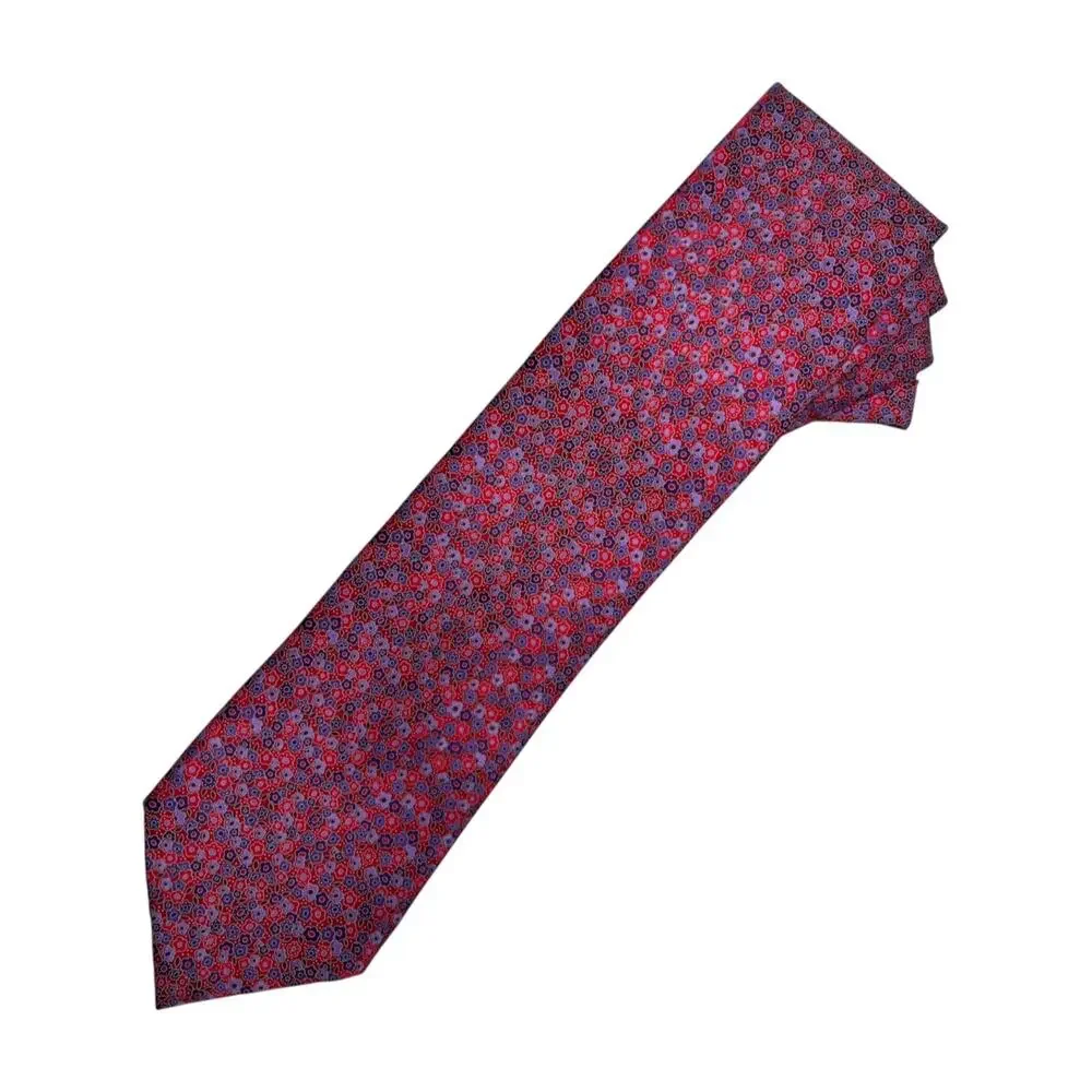 Ermenegildo Zegna Tie Mens Red Silk Floral Classic Luxury Made In Italy Y2K
